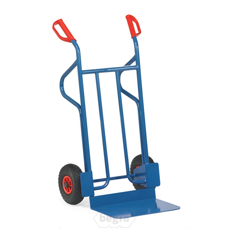 Stalen steekwagen 350 kg 1200 mm met rubberbanden, extra grote schep