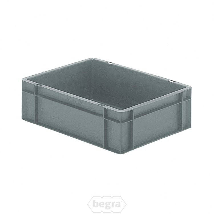 Transportkrat Euronorm plastic bak, krat TK0 400x300x120 grijs