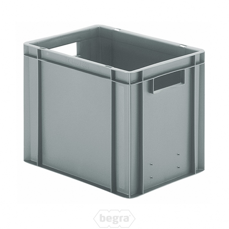Transportkrat Euronorm plastic bak, krat TK0 400x300x320 grijs