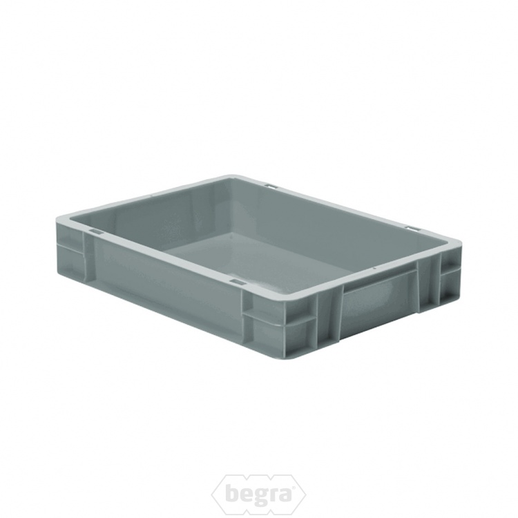 Transportkrat Euronorm plastic bak, krat TK0 400x300x75 grijs