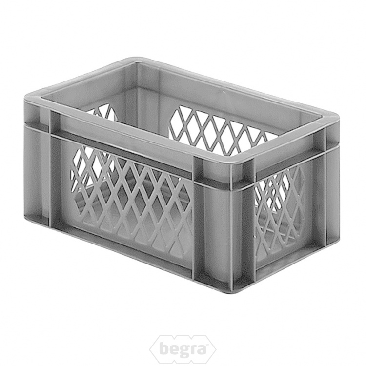 Transportkrat Euronorm plastic bak, krat TK1 300x200x145 grijs