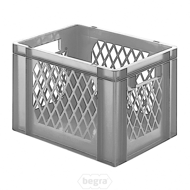 Transportkrat Euronorm plastic bak, krat TK1 400x300x270 grijs