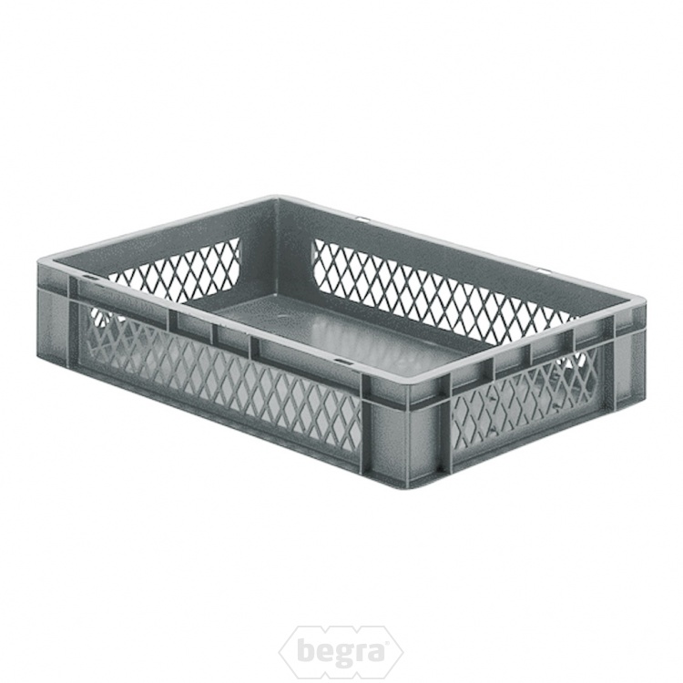Transportkrat Euronorm plastic bak, krat TK1 600x400x120 grijs