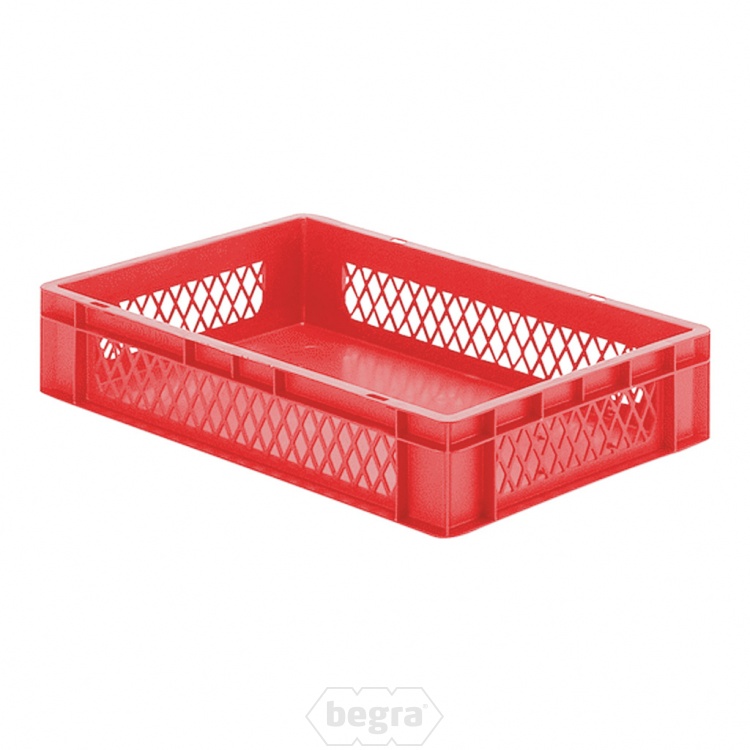 Transportkrat Euronorm plastic bak, krat TK1 600x400x120 rood