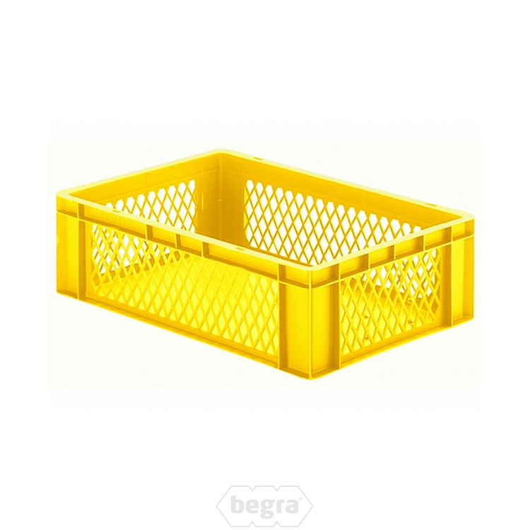 Transportkrat Euronorm plastic bak, krat TK1 600x400x175 geel