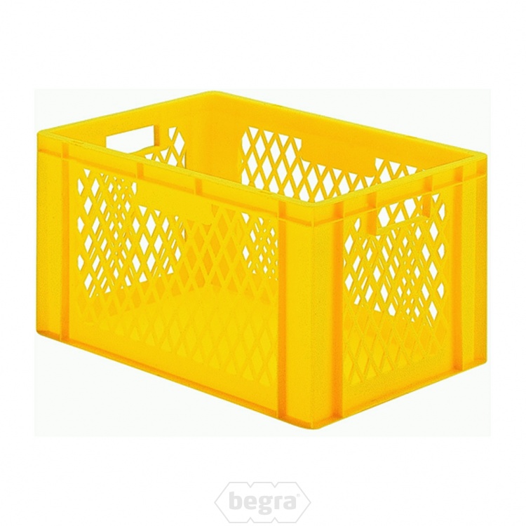 Transportkrat Euronorm plastic bak, krat TK1 600x400x320 geel