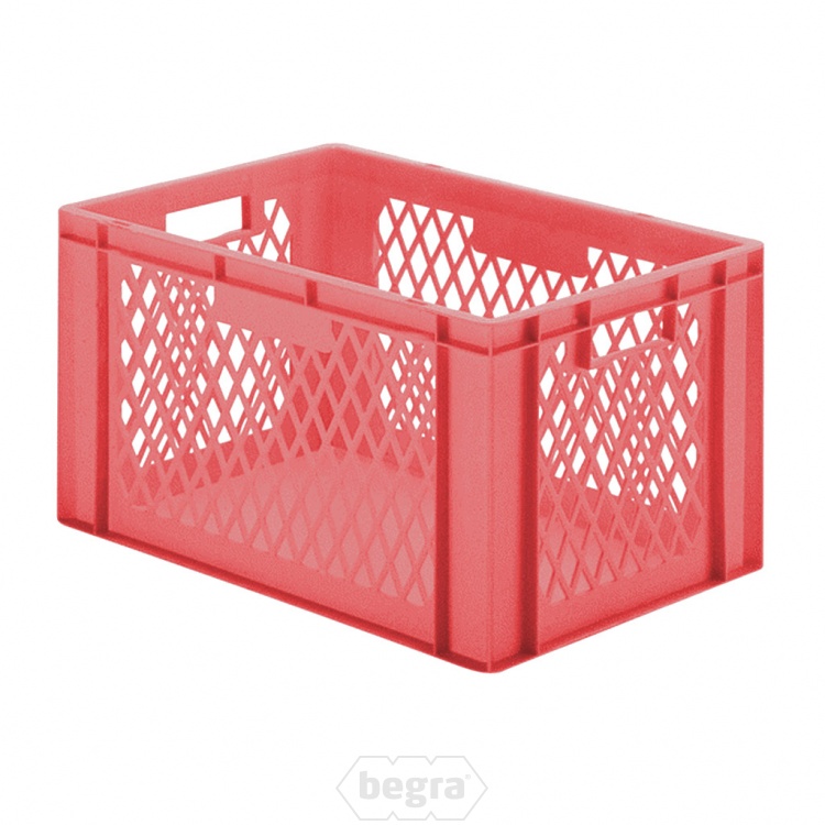Transportkrat Euronorm plastic bak, krat TK1 600x400x320 rood