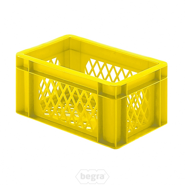 Transportkrat Euronorm plastic bak, krat TK2 300x200x145 geel