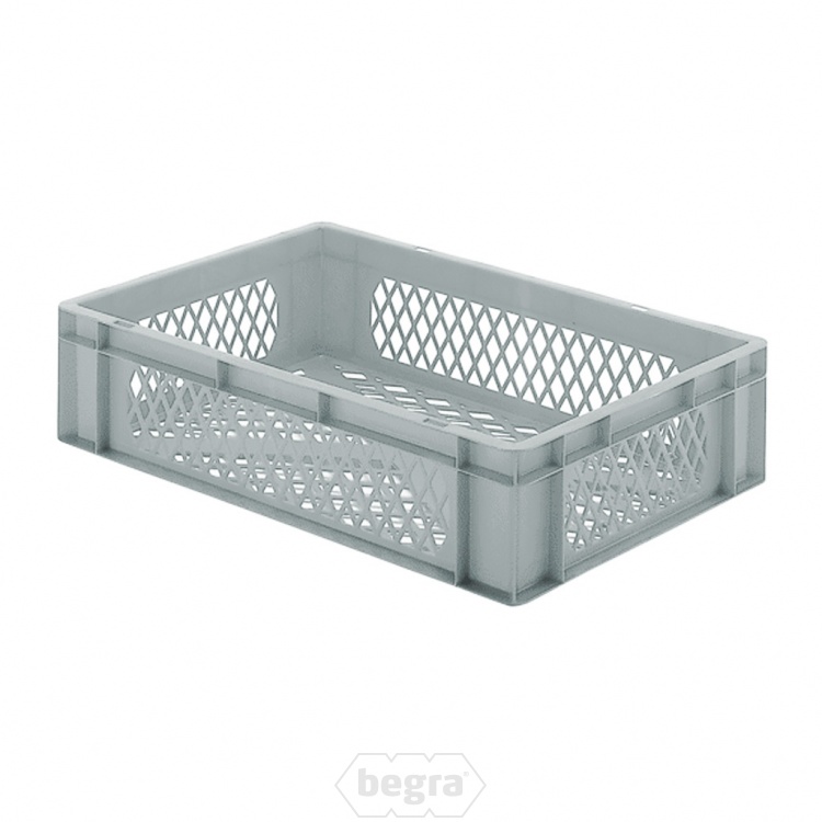 Transportkrat Euronorm plastic bak, krat TK2 600x400x145 grijs