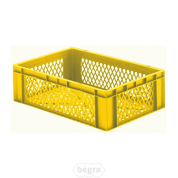 Transportkrat Euronorm plastic bak, krat TK2 600x400x175 geel
