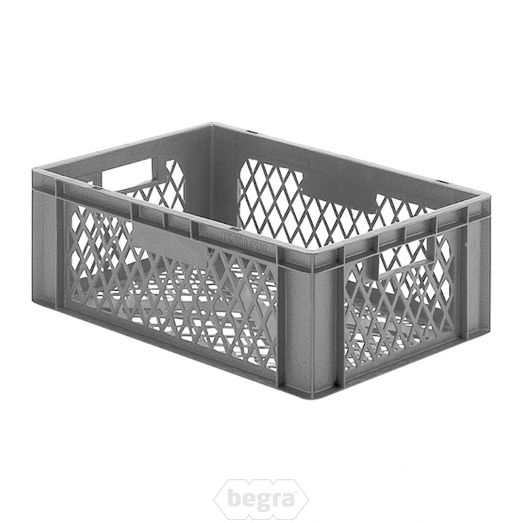 Transportkrat Euronorm plastic bak, krat TK2 600x400x210 grijs