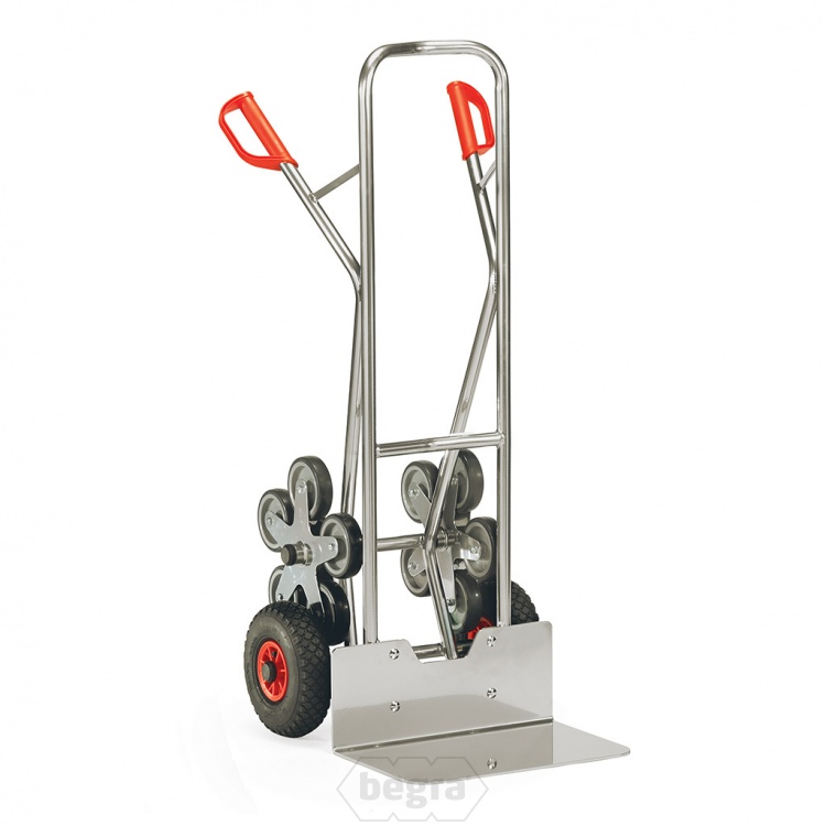 Trappensteekwagen aluminium 200 kg 1300 mm met 2 vijfarmige wielsterren, extra brede schep