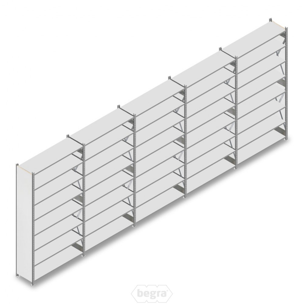 Voordeelrij gebruikte Dexion legbordstelling Verzinkt 2500x6400x400 open frames