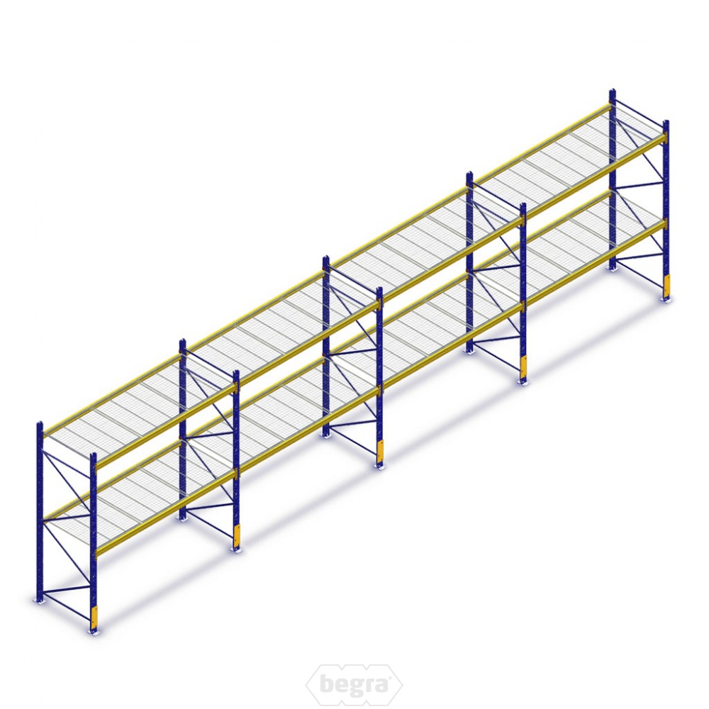 Voordeelrij gebruikte JH Esmena palletstelling 3000x11720x1100 - 4 secties 2 niveaus+roosters
