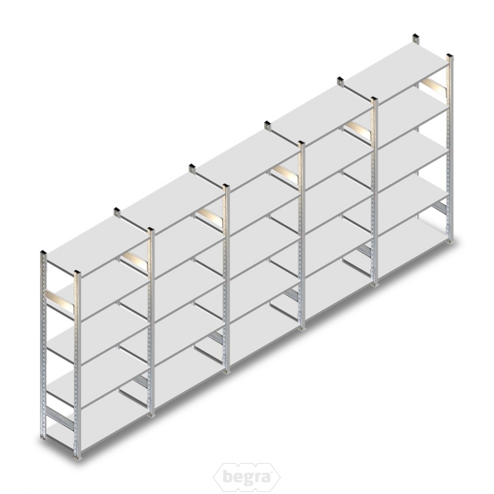 Voordeelrij gebruikte legbordstelling HD 2000x5180x500mm (hxbxd) 5 secties 5 niveaus