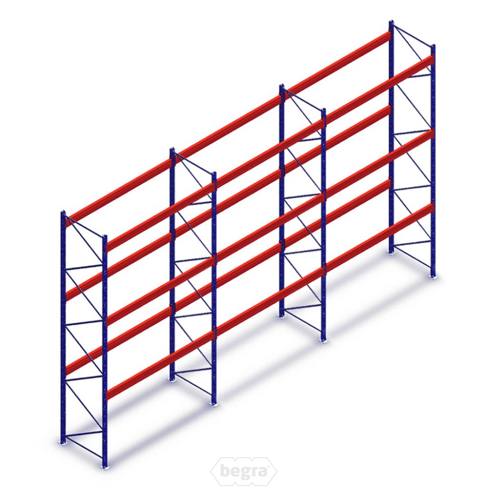 Voordeelrij gebruikte Mecalux palletstelling 6000x6980x1000 mm (hxbxd) - 3 secties 3 niveaus