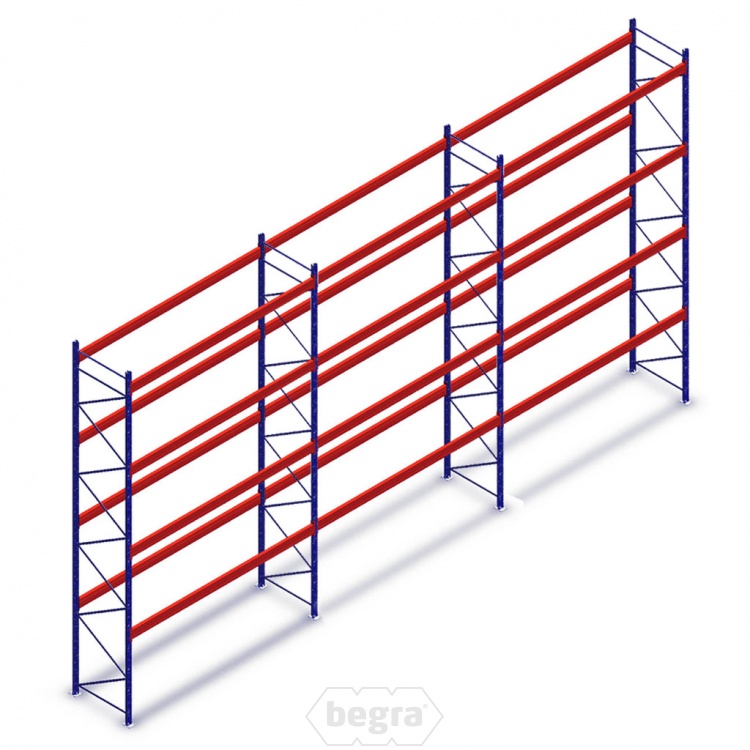 Voordeelrij gebruikte Meta palletstelling 5600x11200x1100 mm (hxbxd) - 3 secties 4 niveaus