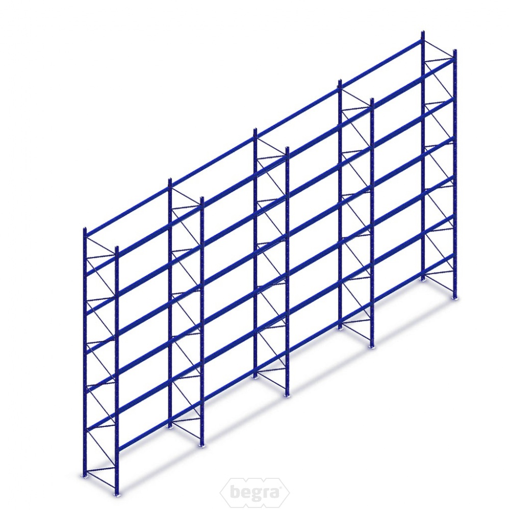 Voordeelrij gebruikte Polypal palletstelling 7500x12525x950mm (hxbxd) - 6 niveaus 4 secties