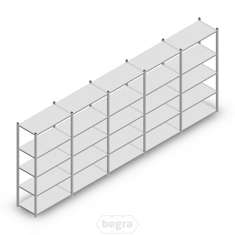 Voordeelrij Legbordstelling Light Duty 2000x5000x500, 5 niveaus metaal verzinkt 100 kg