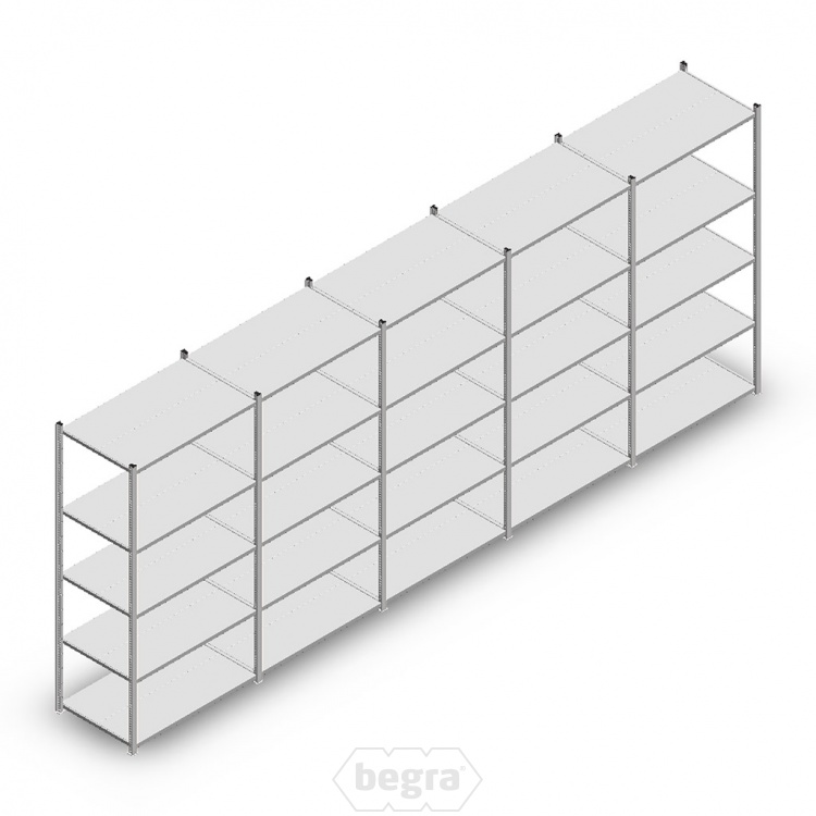 Voordeelrij Legbordstelling Light Duty 2000x5000x600, 5 niveaus metaal verzinkt 80 kg