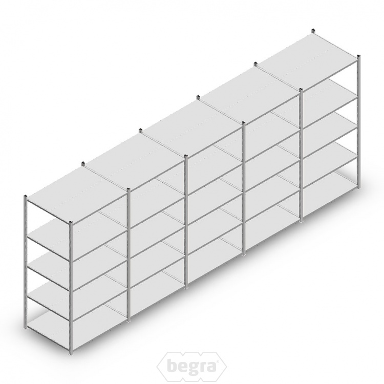 Voordeelrij Legbordstelling Light Duty 2000x5000x800, 5 niveaus metaal verzinkt 140 kg