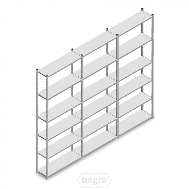 Voordeelrij Legbordstelling Light Duty 2500x3000x300, 6 niveaus metaal verzinkt 40 kg