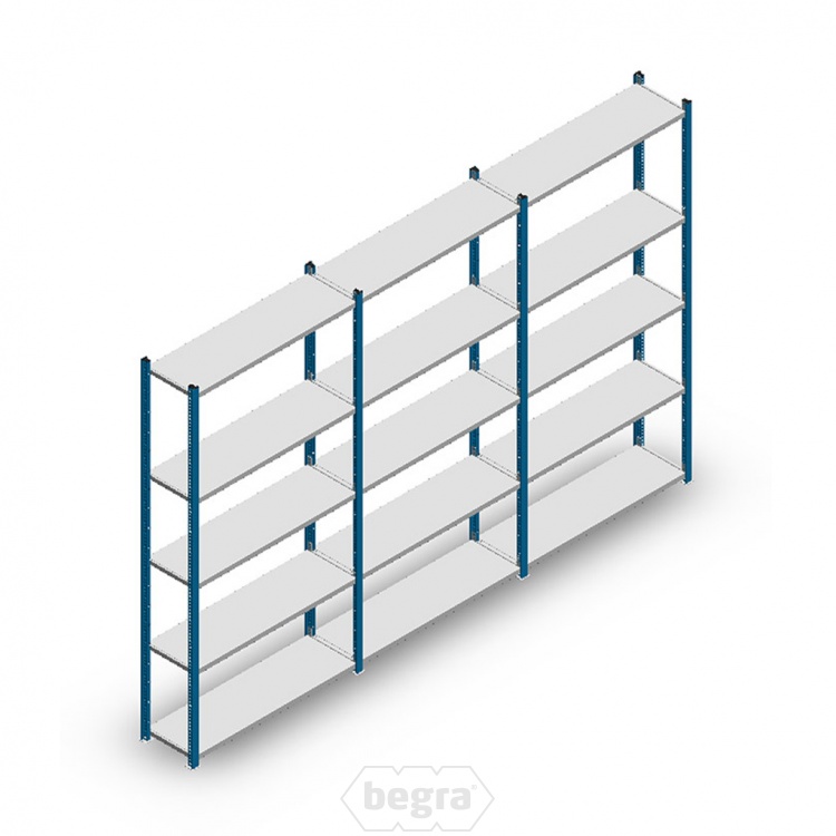 Voordeelrij Legbordstelling Medium Duty 2000x3000x300, 5 niveaus metaal blauw 90 kgb