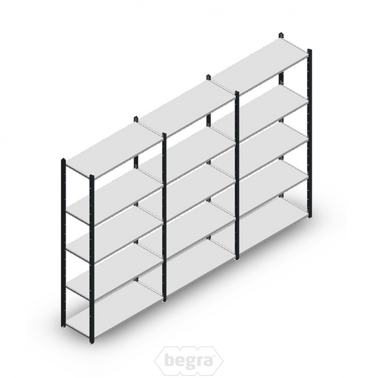 Voordeelrij Legbordstelling Medium Duty 2000x3000x400, 5 niveaus metaal antraciet 90 kg