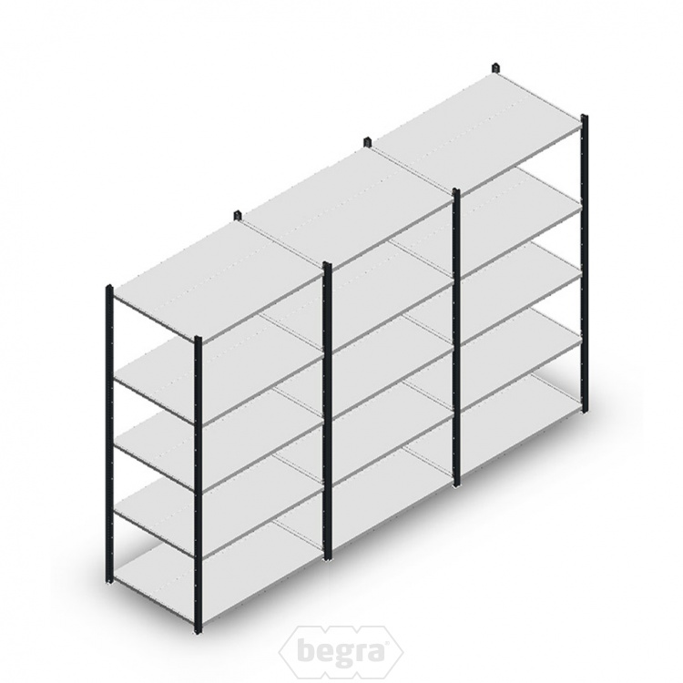 Voordeelrij Legbordstelling Medium Duty 2000x3000x700, 5 niveaus metaal antraciet 180 kg
