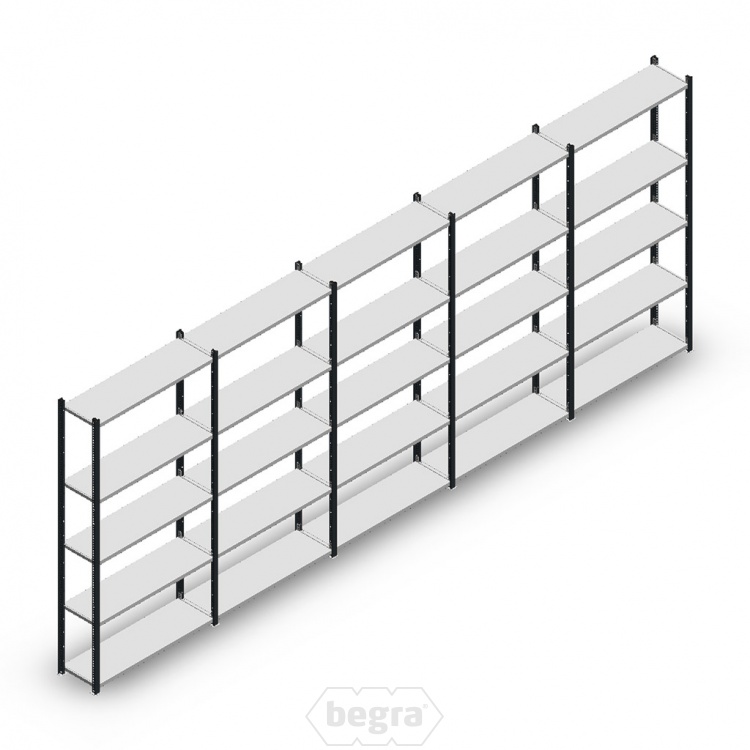 Voordeelrij Legbordstelling Medium Duty 2000x5000x300, 5 niveaus metaal antraciet 90 kg