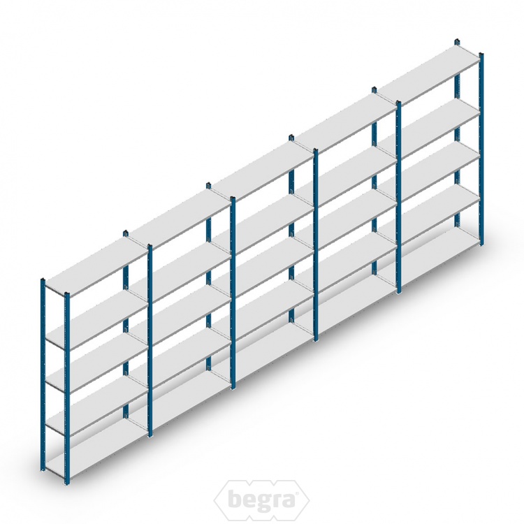 Voordeelrij Legbordstelling Medium Duty 2000x5000x300, 5 niveaus metaal blauw 90 kg