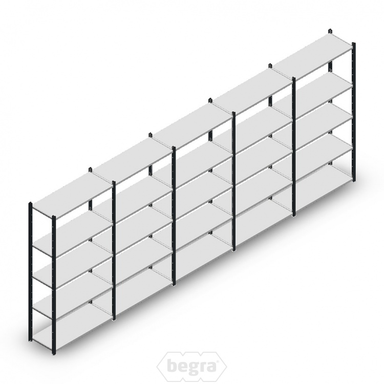 Voordeelrij Legbordstelling Medium Duty 2000x5000x400, 5 niveaus metaal antraciet 90 kg