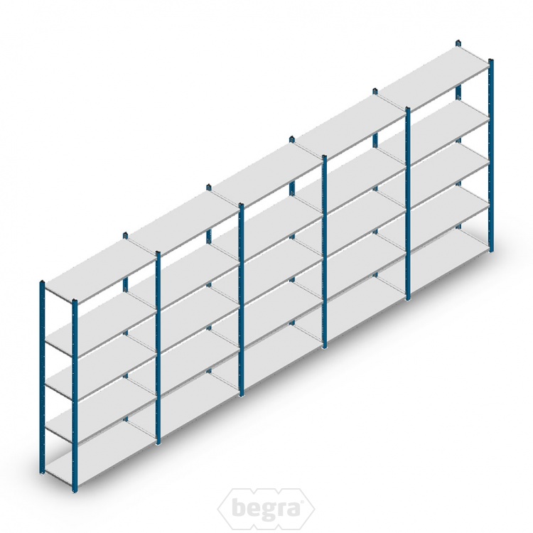 Voordeelrij Legbordstelling Medium Duty 2000x5000x400, 5 niveaus metaal blauw 90 kg