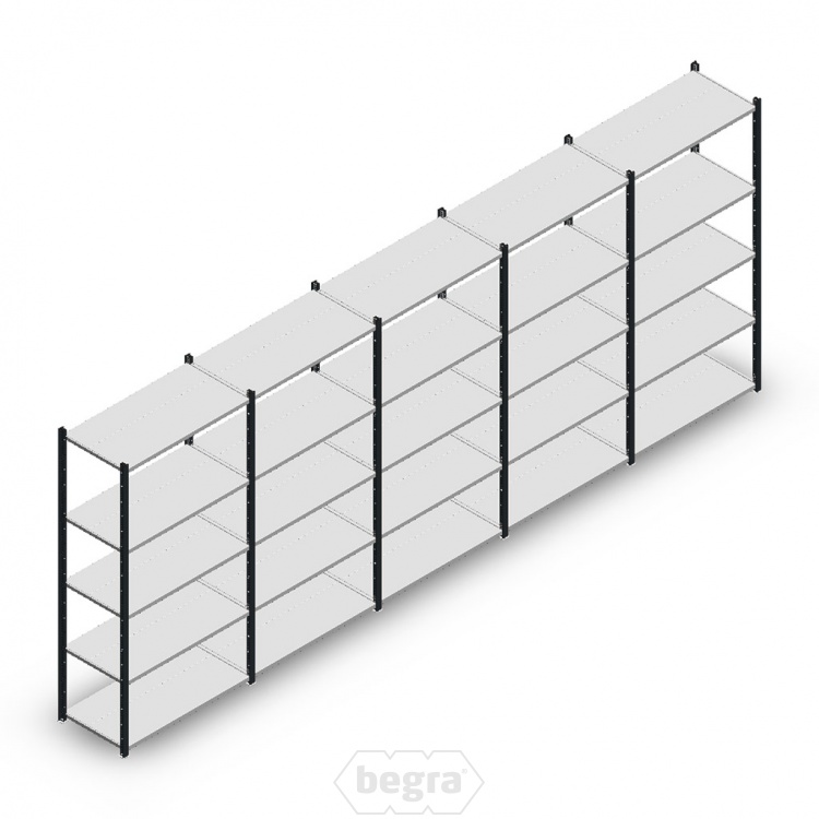 Voordeelrij Legbordstelling Medium Duty 2000x5000x500, 5 niveaus metaal antraciet 70 kg