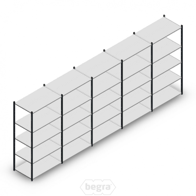 Voordeelrij Legbordstelling Medium Duty 2000x5000x600, 5 niveaus metaal antraciet 180 kg