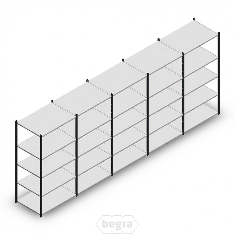 Voordeelrij Legbordstelling Medium Duty 2000x5000x700, 5 niveaus metaal antraciet 180 kg