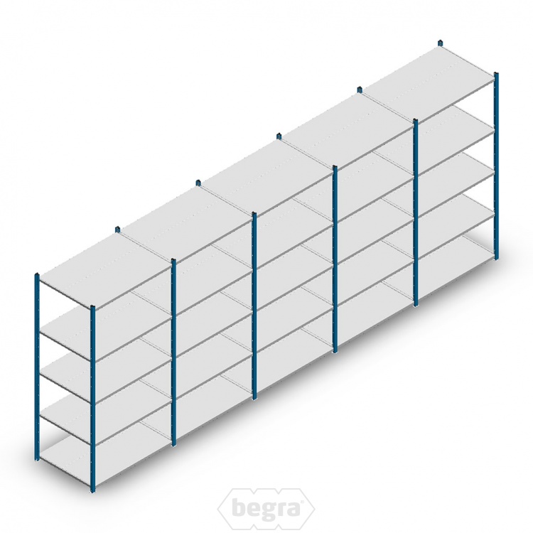 Voordeelrij Legbordstelling Medium Duty 2000x5000x700, 5 niveaus metaal blauw 180 kg