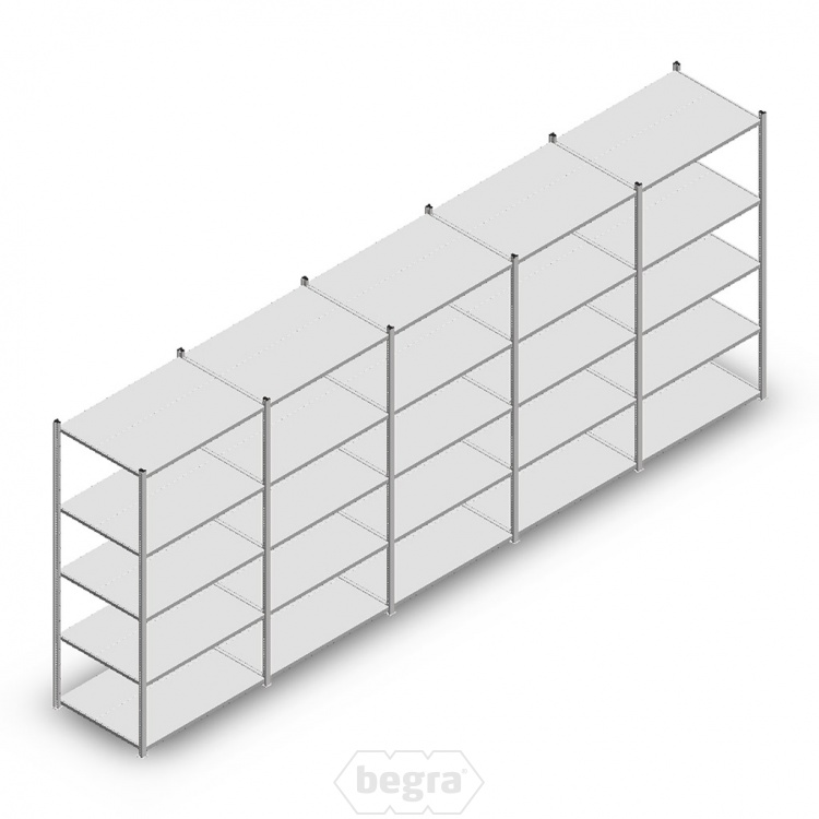 Voordeelrij Legbordstelling Medium Duty 2000x5000x700, 5 niveaus metaal verzinkt 180 kg