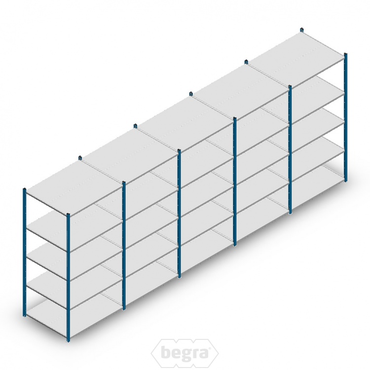 Voordeelrij Legbordstelling Medium Duty 2000x5000x800, 5 niveaus metaal blauw 180 kg