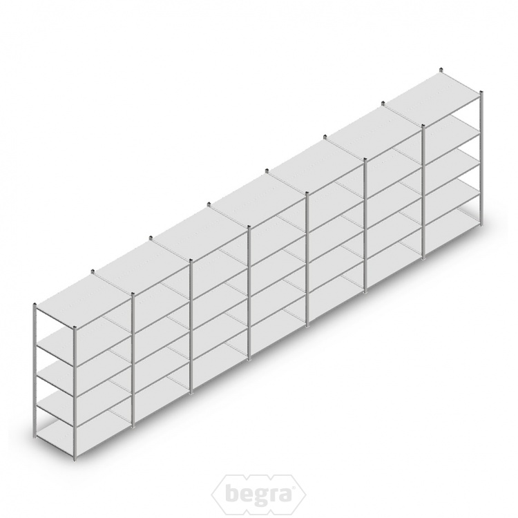 Voordeelrij Legbordstelling Medium Duty 2000x7000x700, 5 niveaus metaal verzinkt 180 kg