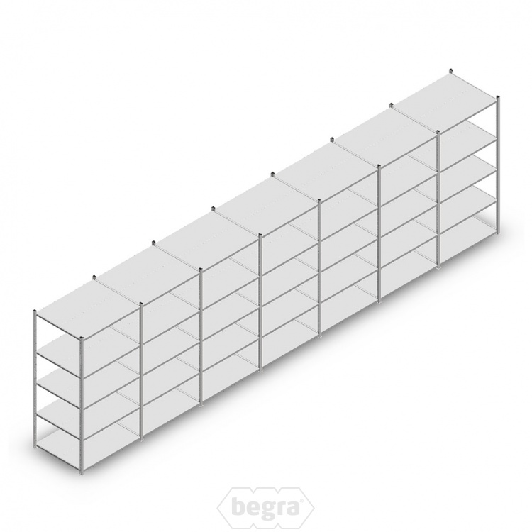 Voordeelrij Legbordstelling Medium Duty 2000x7000x800, 5 niveaus metaal verzinkt 180 kg