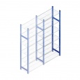 Aanbouwsectie gebruikte Bosal legbordstelling Blauw/verzinkt 2300x1020x500 Gebruikt