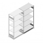 Deels gebruikte legbordstelling Heavy Duty 2200x1300x500mm (hxbxd) 5 niveaus 150 kg aanbouwsectie