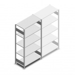 Deels gebruikte legbordstelling Heavy Duty 2200x1300x500mm (hxbxd) 5 niveaus 150 kg beginsectie
