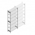 Deels gebruikte legbordstelling Heavy Duty 3250x1300x500mm (hxbxd) 7 niveaus 150 kg - beginsectie