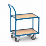 Eurobakken rolplateau 250 kg met 2 houten etages en duwbeugel 605x405