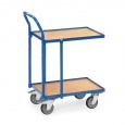 Eurobakken rolplateau 250 kg met 2 houten etages en duwbeugel 605x405
