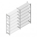 Gebruikte Dexion HI280 legbordstelling Verzinkt 3000x1280x400mm (hxbxd) 7 niveaus aanbouwsectie
