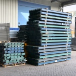 Gebruikte Hovuma palletstelling met diepteliggers blauw aanbouwsectie