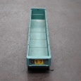 Gebruikte kunststof magazijnstellingbak, stapelbak 600x115x100 groen